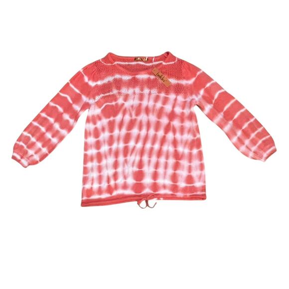 Belldini NEW Size Large New Coral and White Tie Dye Open Knit Pullover Sweater - Picture 12 of 12